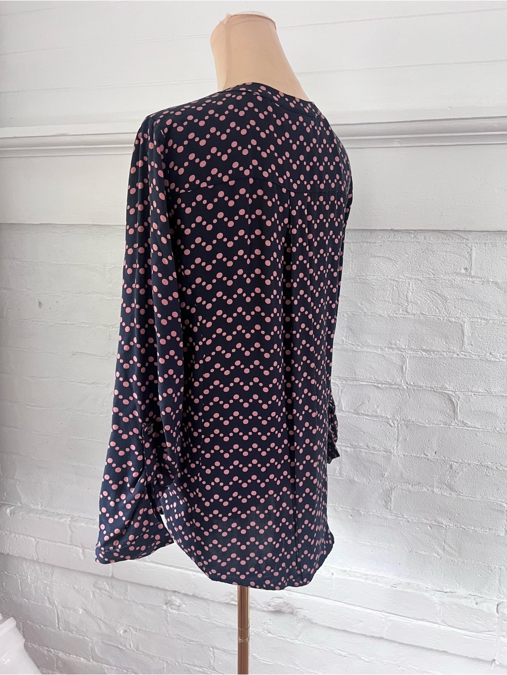 Maeve Anthropologie Navy Blue Polka Dot Button Front - Picture 9 of 14
